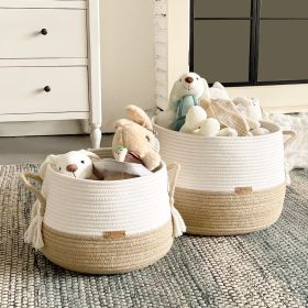 Xemussa 1pc Brown Tassel Handle Cotton rope Large Storage Basket for Toy, Small Basket for Stuffed Animal,Clothes Xemussa 1pc Brown Tassel Handle Cotton rope Large Storage Basket for Toy, Small Basket for Stuffed Animal,Clothes